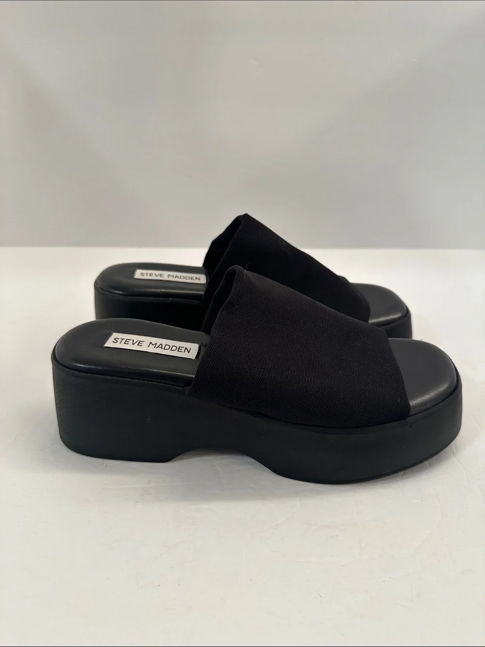 Steve Madden Black Low-Heel Slide Sandals